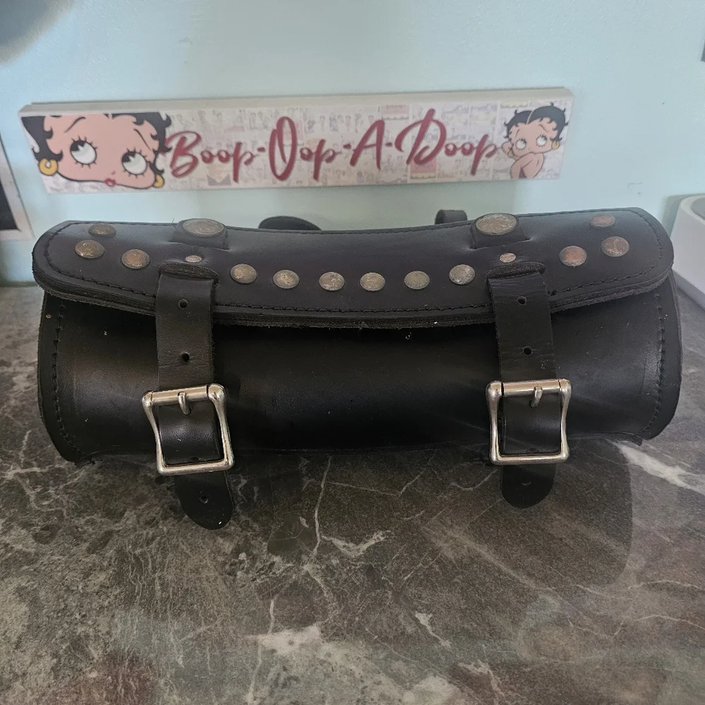 Leatherworks Inc. 100 Leather Motorcycle Tool Bag - Studded Black